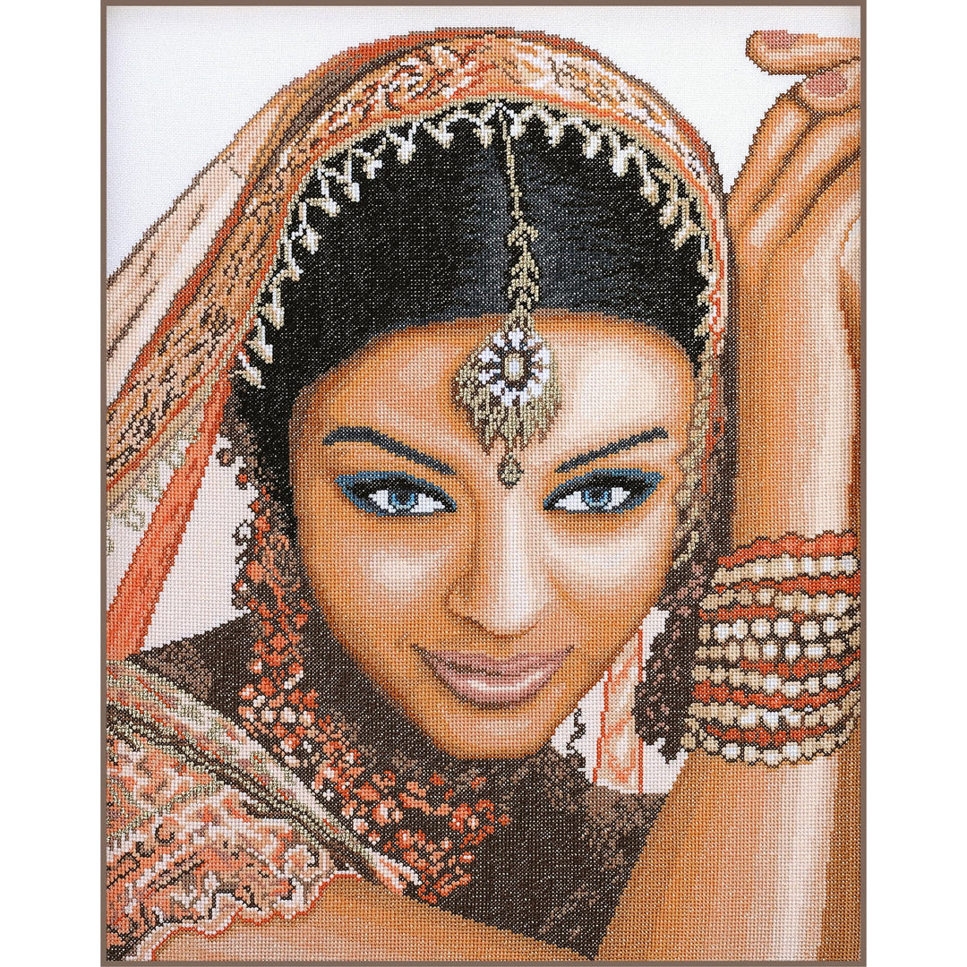 Lanarte Zählmusterpackung Indische Frau Aida Kreuzstichpackung, Baumwolle, Mehrfarbig, 39 x 49 x 0.3