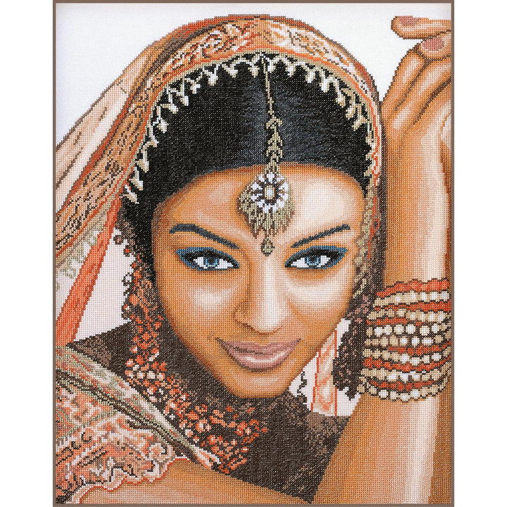 Lanarte Zählmusterpackung Indische Frau Aida Kreuzstichpackung, Baumwolle, Mehrfarbig, 39 x 49 x 0.3