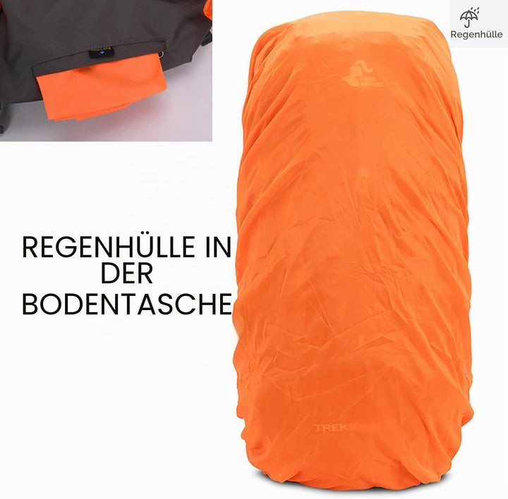 Bseash 60 l wasserdichter leichter Wanderrucksack mit Regenschutz, Outdoor-Sport, Reisen, Tagesrucks