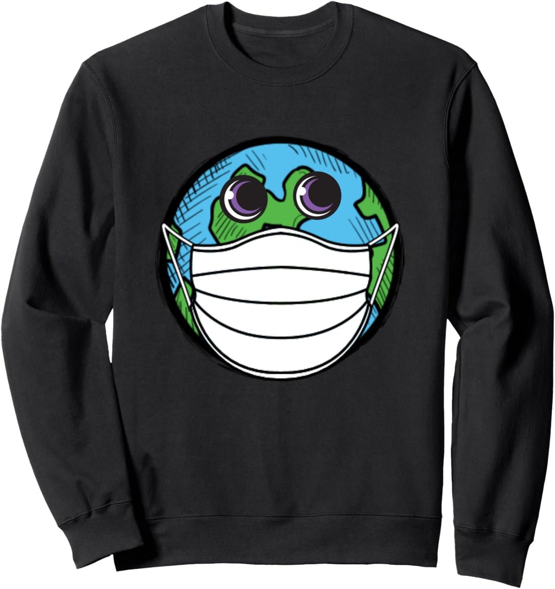 Planet Earth trägt eine Maske Erde Green Earth Day Sweatshirt