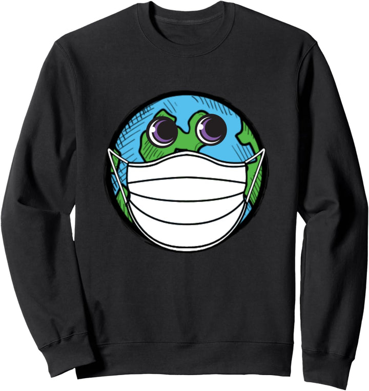 Planet Earth trägt eine Maske Erde Green Earth Day Sweatshirt