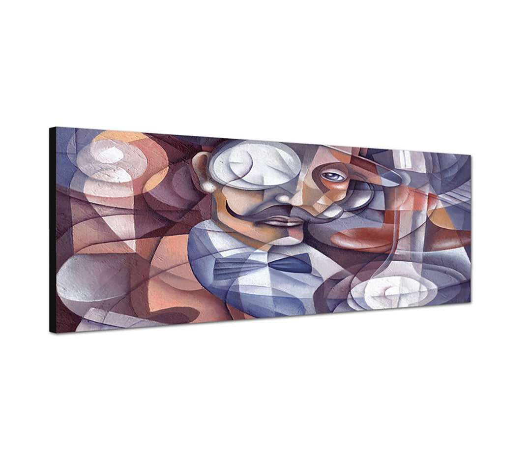 Augenblicke Wandbilder Leinwandbild als Panorama in 150x50cm Malerei Gemälde Gesicht Mann Kubismus