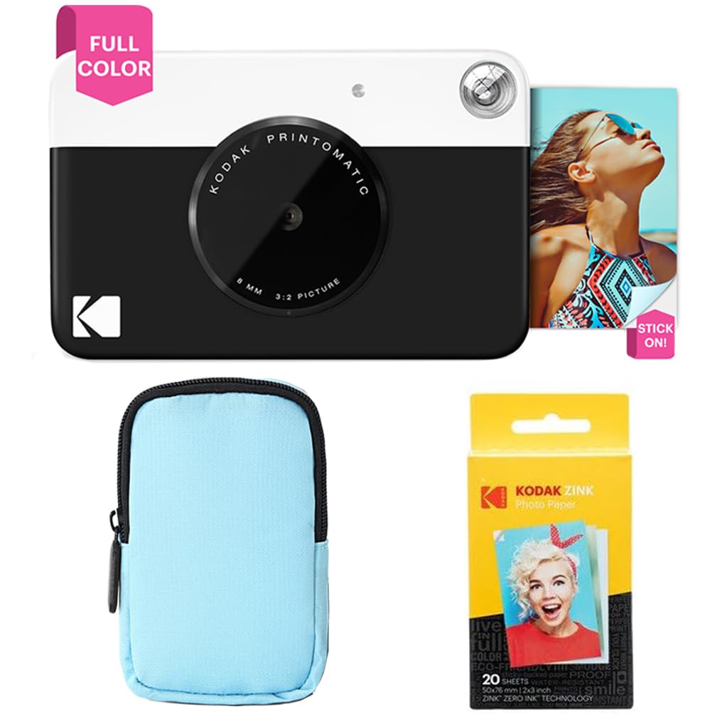 KODAK Printomatic Vollfarb-Sofortdruckkamera-Starterpaket + Softcase + Zink-Fotopapier (20er-Pack) –