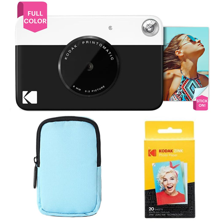 KODAK Printomatic Vollfarb-Sofortdruckkamera-Starterpaket + Softcase + Zink-Fotopapier (20er-Pack) –
