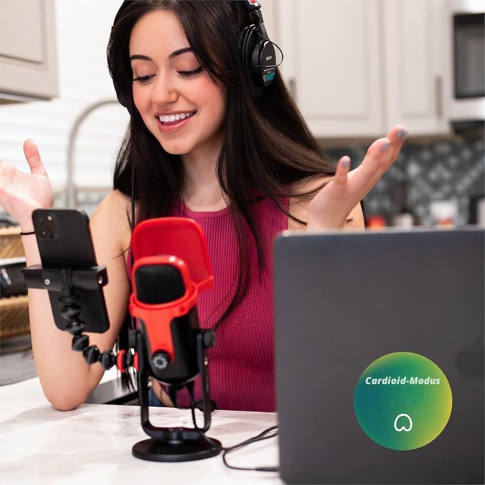 JOBY Wavo POD USB-Kondensatormikrofon für PC, Streaming USB Mikrofon, Gaming Podcasts, mit Stummscha