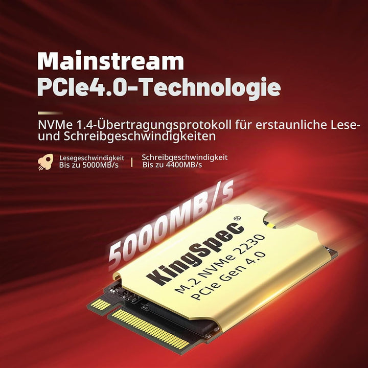 KingSpec XF-2230 2TB SSD M.2 2230 PCIe 4.0, NVMe SSD Gen 4x4 mit Wärmesenke, bis zu 5000MB/s Interne