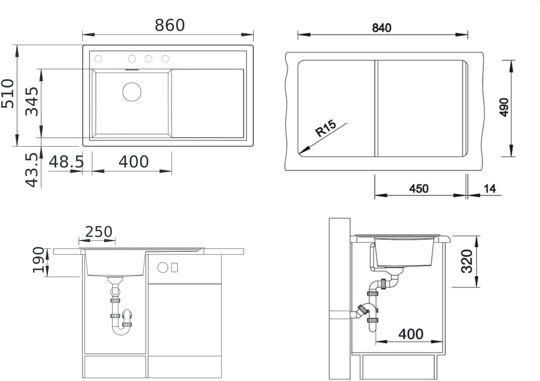 BLANCO ZENAR 45 S | SILGRANIT softweiss | Einbauart: Einbau von Oben | Hauptbecken links | mit Ablau