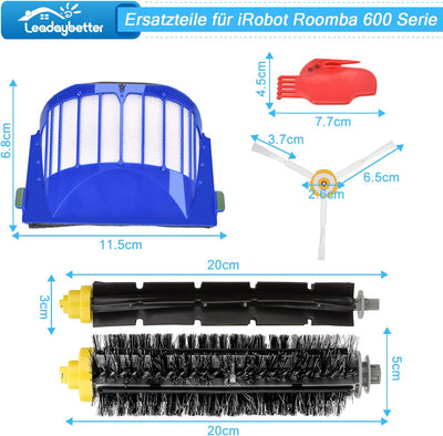 Leadaybetter Ersatzteile Bürsten für iRobot Roomba 600 Serie 605 606 615 616 620 621 625 630 631 650