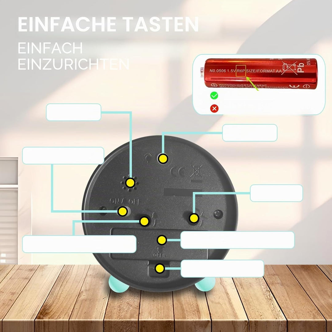 Wecker Kinder, Kinderwecker für Schulanfänge, Kein Tickendes Geräusch, Mit Nachtlicht und Schlummerf