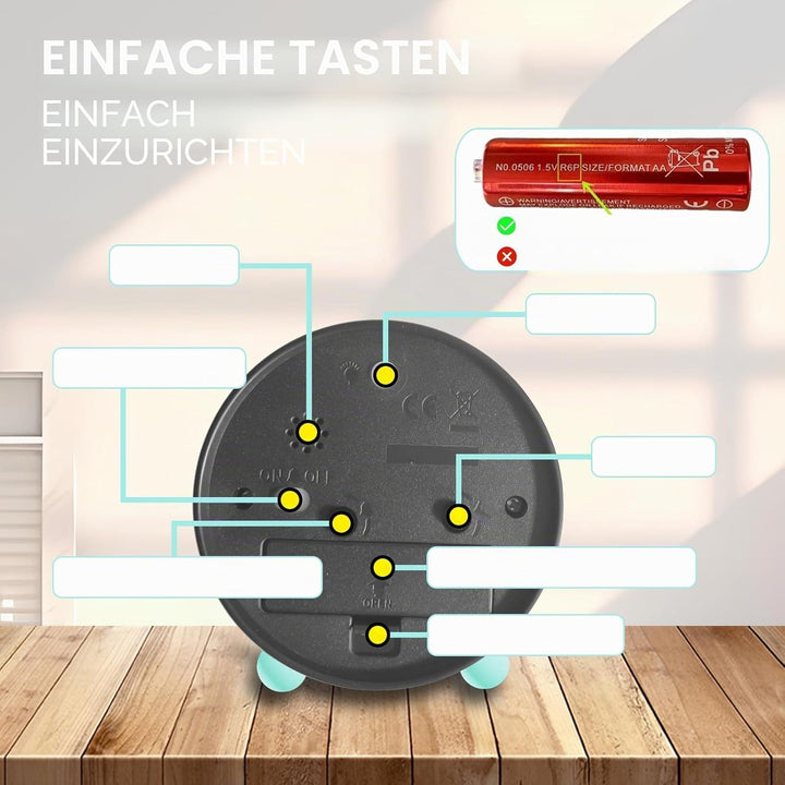 Wecker Kinder, Kinderwecker für Schulanfänge, Kein Tickendes Geräusch, Mit Nachtlicht und Schlummerf
