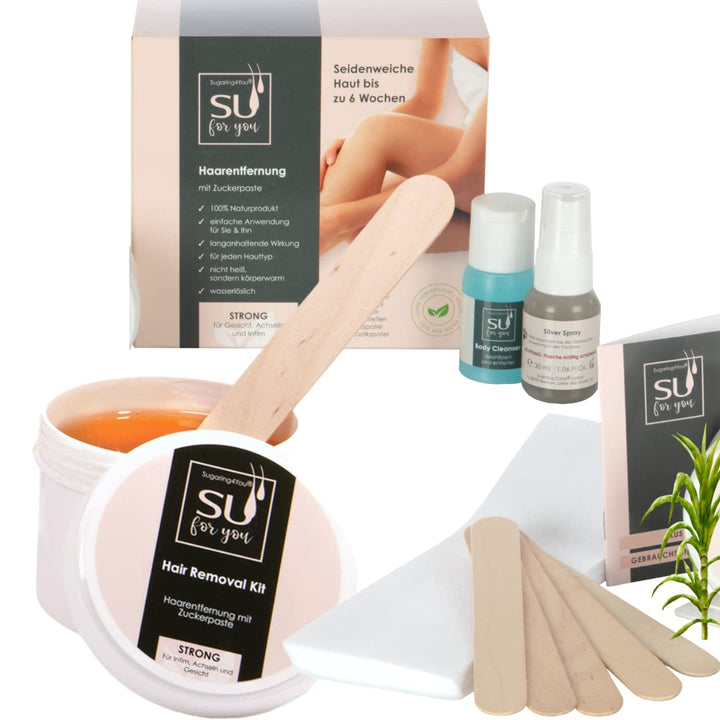 Sugaring4You Zuckerpaste Beauty-Set zur sanften Haarentfernung | Für Gesicht, Arme, Beine, Rücken un