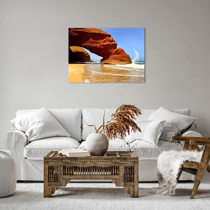 Bilder auf Leinwand Felsen Sandstein Ozean Natur Leinwandbild 70x50cm Wandbilder Dekoration Wohnzimm