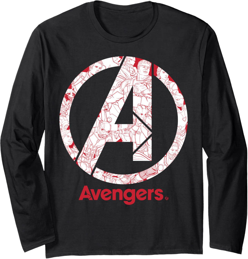 Marvel Avengers Line Art Logo Langarmshirt