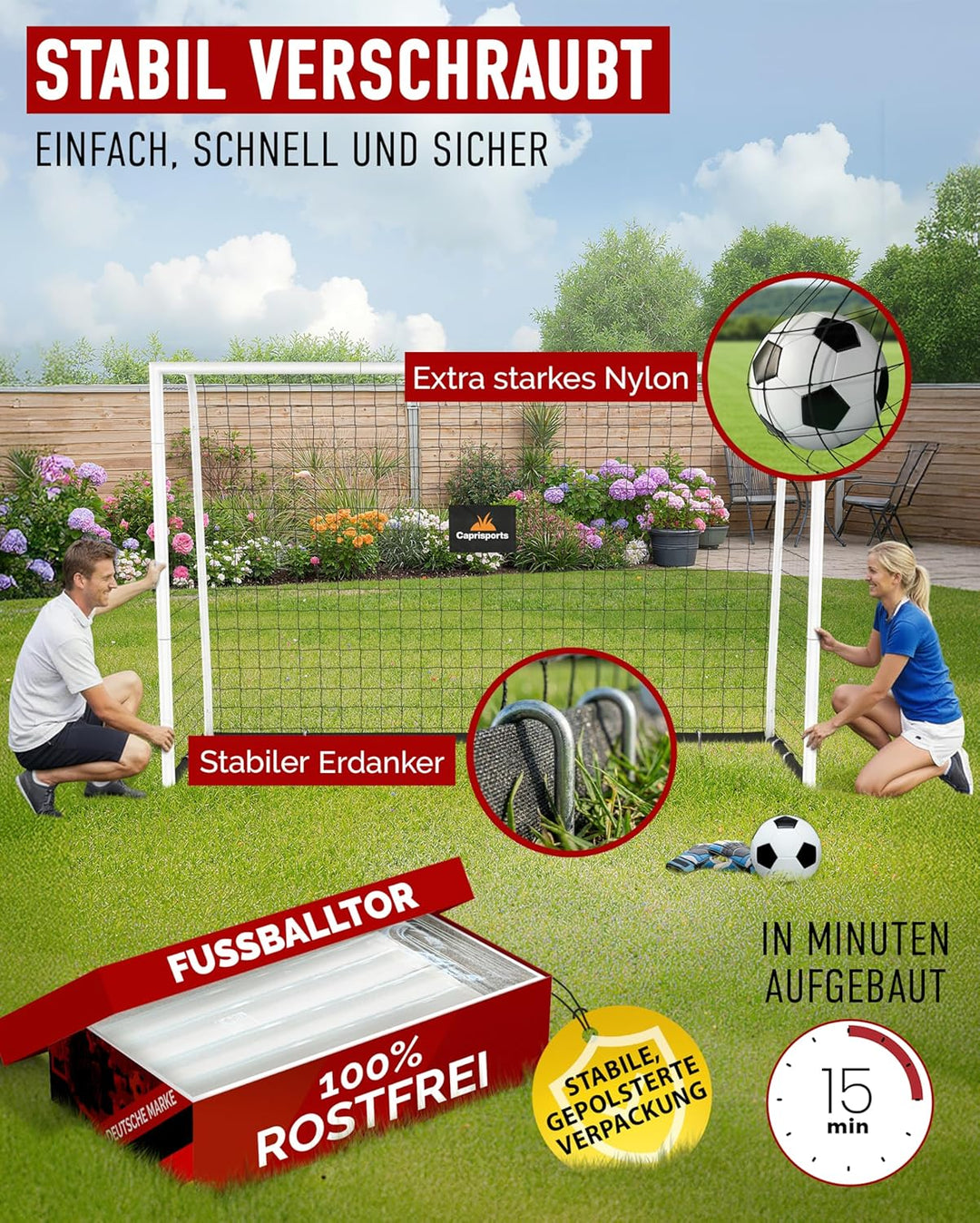Fussballtor Kinder [EXTREM STABIL] - [ROSTFREI] Fussballtore für Garten Kinder - Fussball Tor mit Er