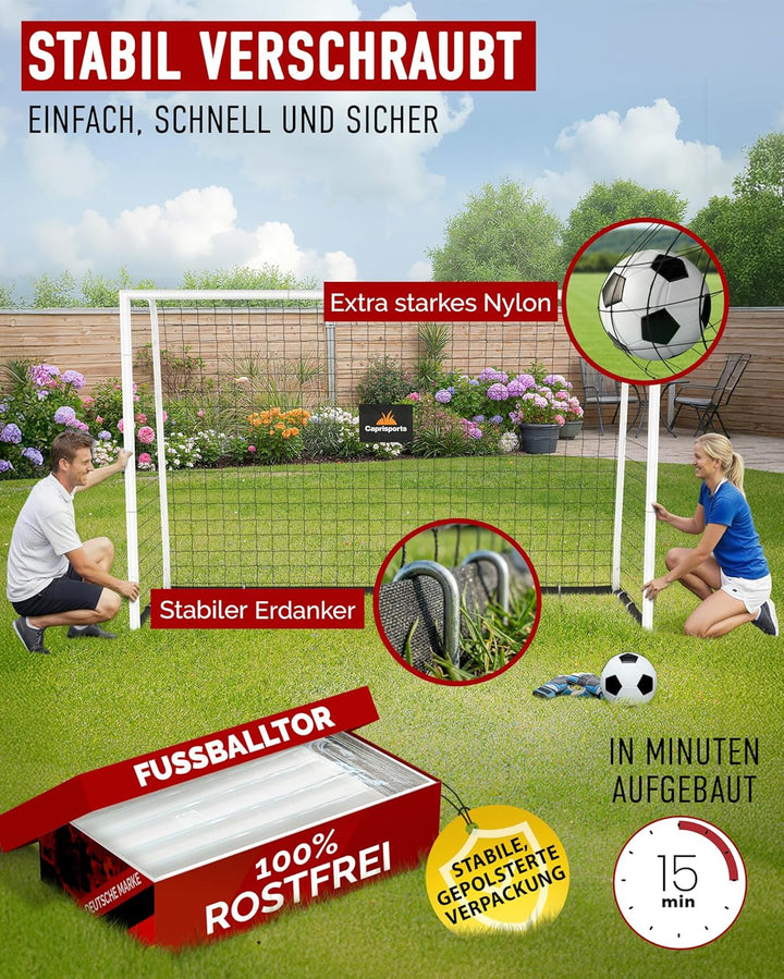 Fussballtor Kinder [EXTREM STABIL] - [ROSTFREI] Fussballtore für Garten Kinder - Fussball Tor mit Er