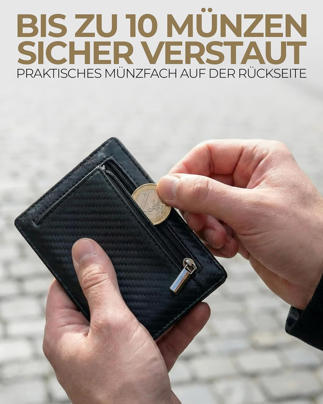 Lederhand® iSlim Wallet - Glattleder Geldbeutel mit Geldklammer und Münzfach, 9 Kartenfach Premium G