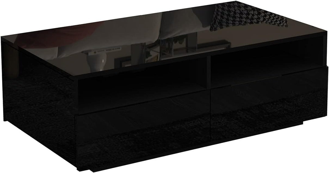 Senvoziii Couchtisch für Wohnzimmer, Beistelltisch Moderner Holztisch, Schwarz Glanz Kaffeetisch mit