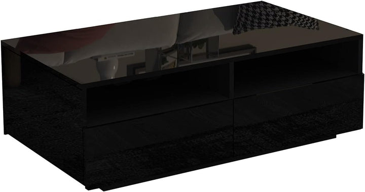Senvoziii Couchtisch für Wohnzimmer, Beistelltisch Moderner Holztisch, Schwarz Glanz Kaffeetisch mit