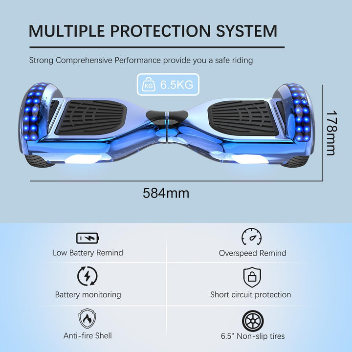 RCB Hoverboards 6,5 Zoll Skateboard Kinder und Jugendliche Hoverboards mit Bluetooth - Led Licht Seg