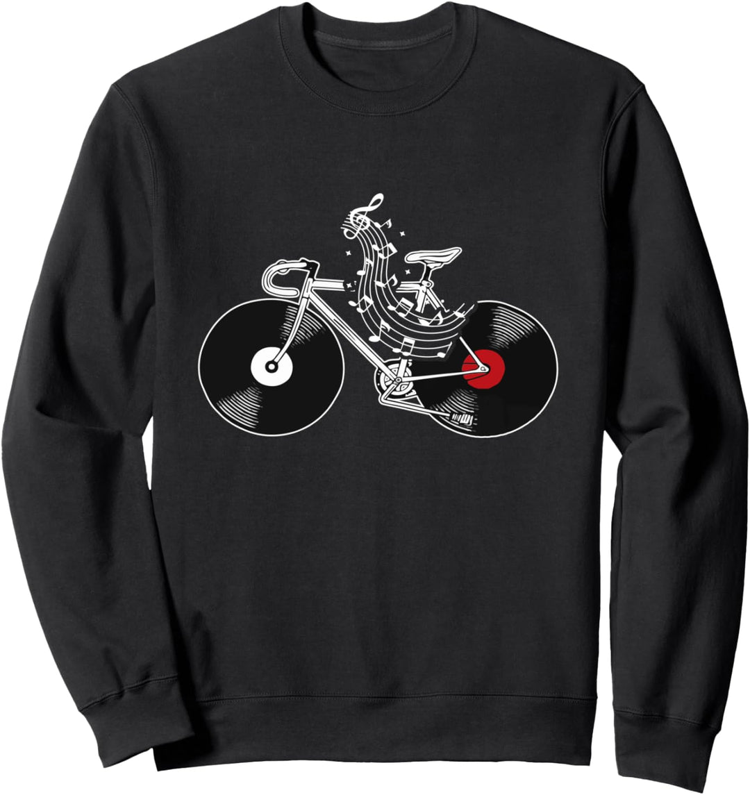 Bicycle Cycling Road Bike Vinyl Record Player Music Sweatshirt