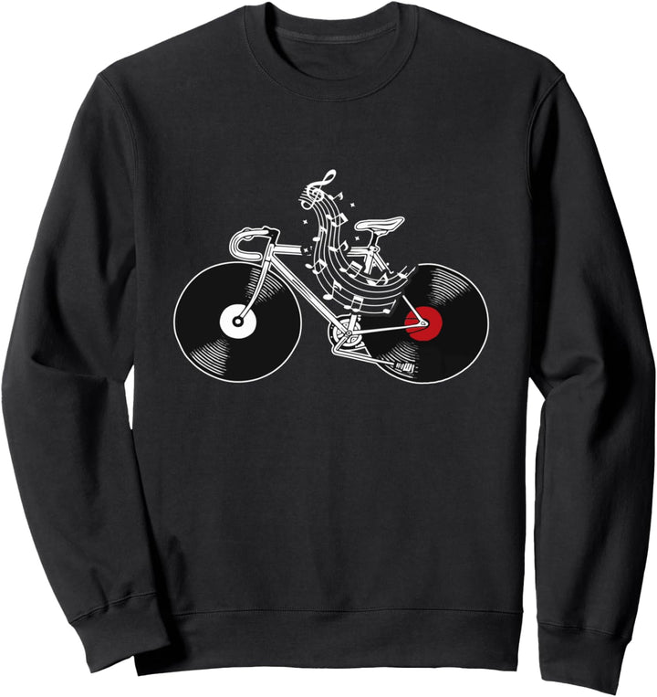 Bicycle Cycling Road Bike Vinyl Record Player Music Sweatshirt