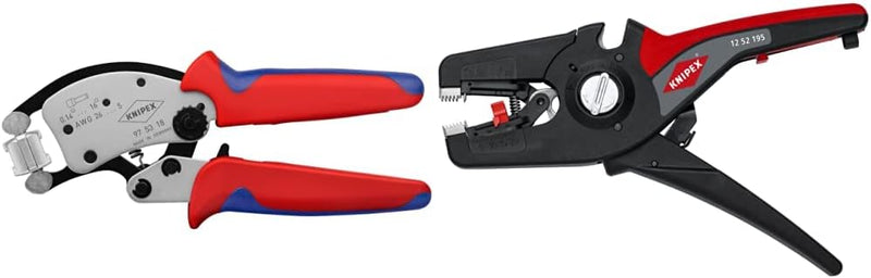 Knipex Twistor®16 Selbsteinstellende Crimpzange für Aderendhülsen mit drehbarem Crimpkopf verchromt,