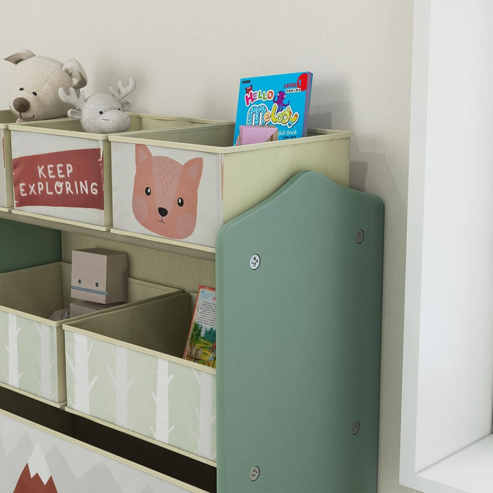ZONEKIZ Kinderregal, Spielzeugregal mit 6 herausnehmbaren Aufbewahrungsboxen aus Vliesstoff, Bücherr