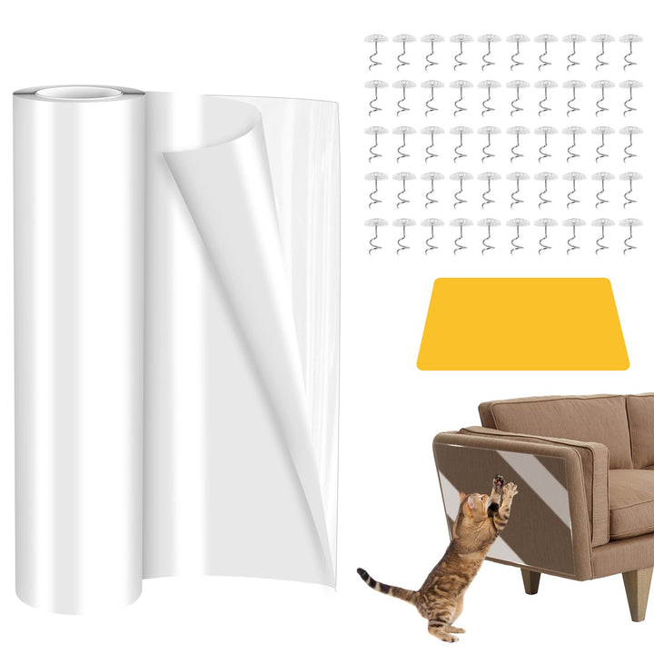 Kratzschutz Sofa Katze, 5.0m x 40cm Transparent Kratzfolie Katzen Selbstklebend, Katzen Kratzschutz