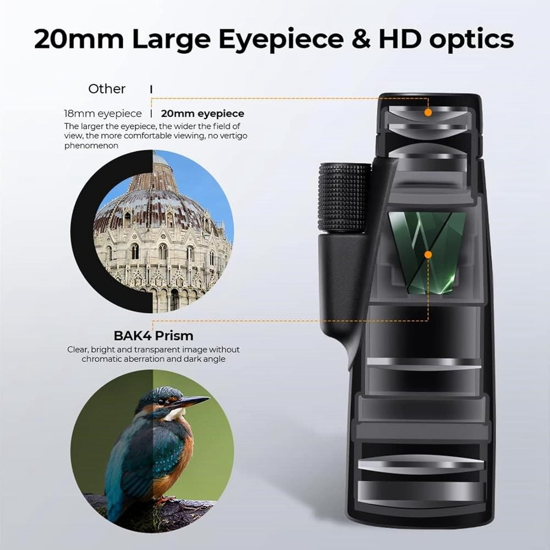 Monokular Teleskop, 12x50 Monoculars,mit BAK4-Prisma und FMC-objektiv, mit Smartphone Halterung stat
