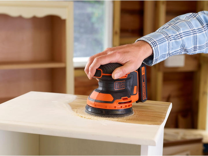 Black+Decker BDCROS18N Akku-Exzenterschleifer / Schleifmaschine (18V, mit Staubfangbehälter, zum Sch