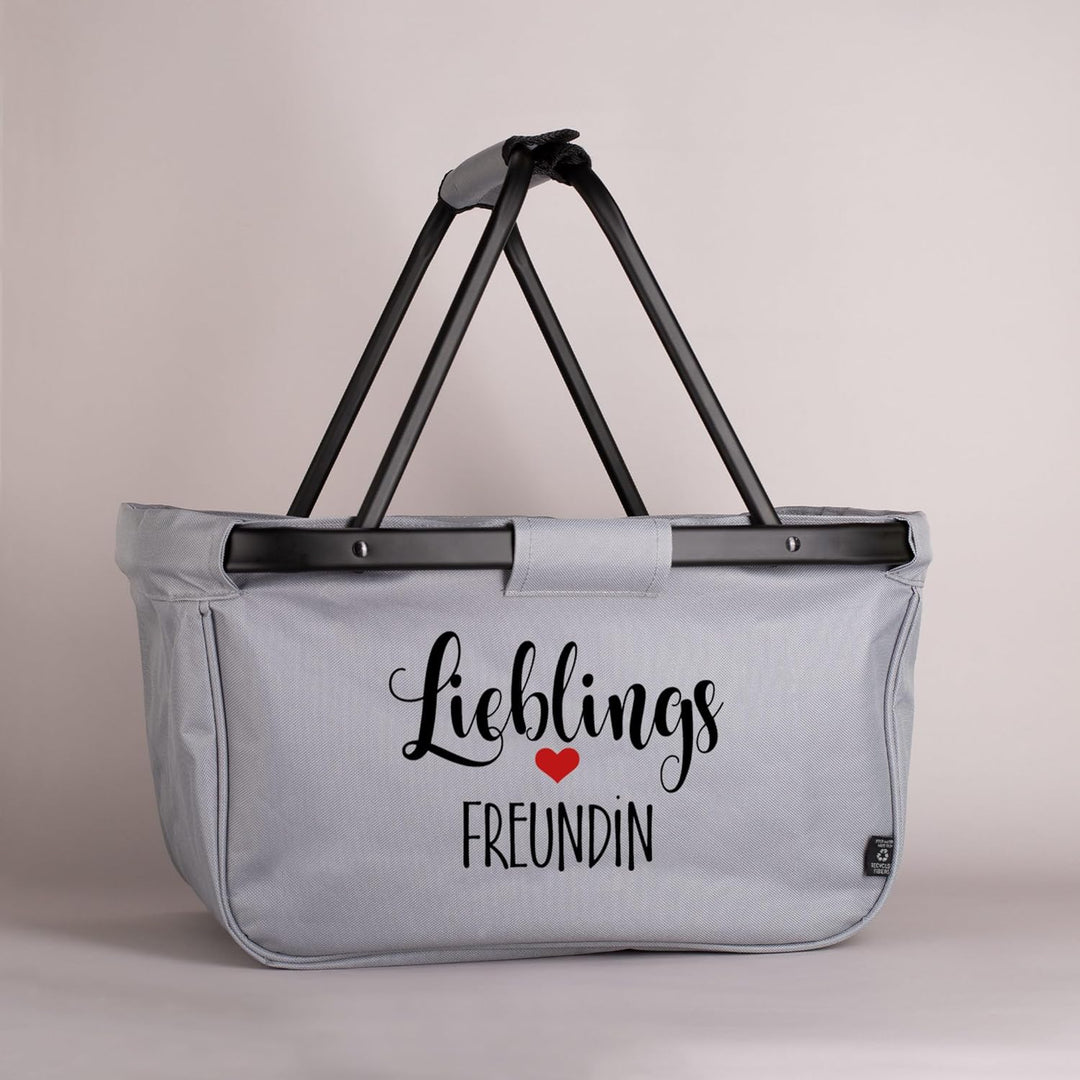 Herz & Heim® Einkaufskorb personalisiert/faltbar/modernes Design/Geschenk-Idee für Jedermann (Liebli