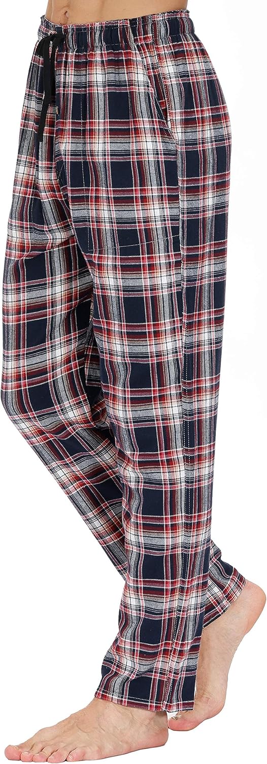 MoFiz Herren Pyjamahose Warm Lang Baumwolle Weich Schlafanzughose Kariert Winter Nachtwäsche Freizei