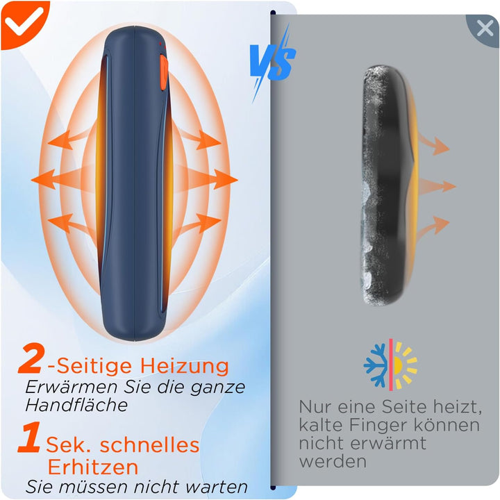Lepwings Handwärmer Elektrisch 2er-Pack mit Ladecase, 14.000 mAh, Wiederverwendbare Taschenwärmer, B