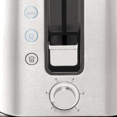 Krups KH442D Control Line Premium Toaster | Edelstahl | 2 kurze Schlitze für 2 Scheiben | Brötchenau