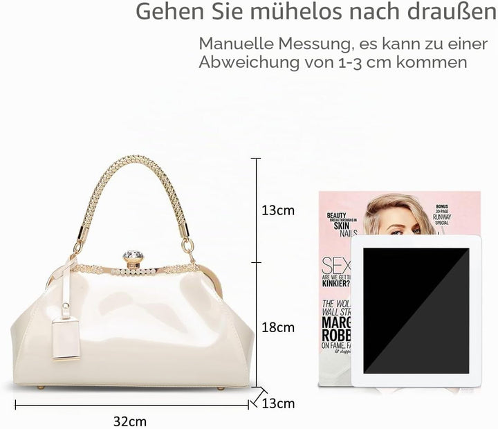 NICOLE & DORIS Handtaschen für Damen Lackleder Handtaschen Abendtasche für Party Hochzeit schulterta