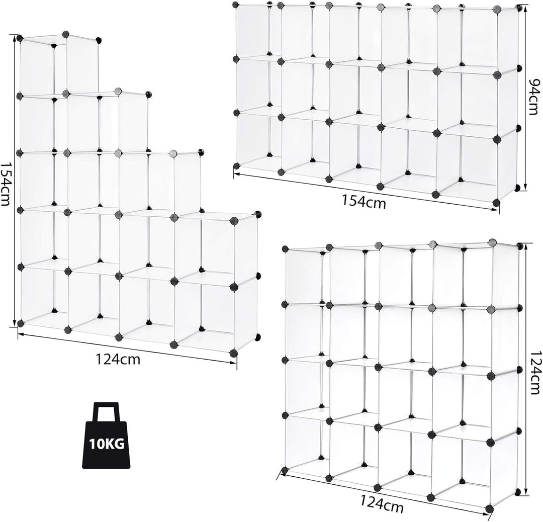 dibea Steckregal aus Kunststoff Schuhregal Aufbewahrungsregal modulares System, mit 16 Fächern á 30x