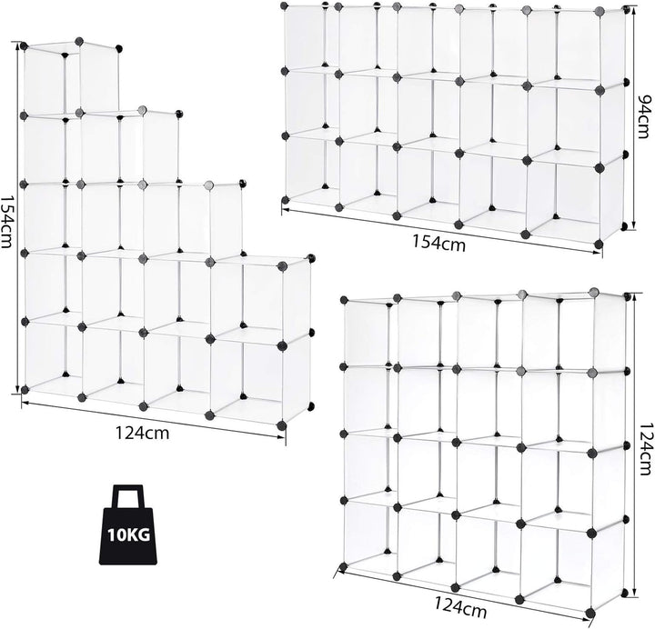 dibea Steckregal aus Kunststoff Schuhregal Aufbewahrungsregal modulares System, mit 16 Fächern á 30x