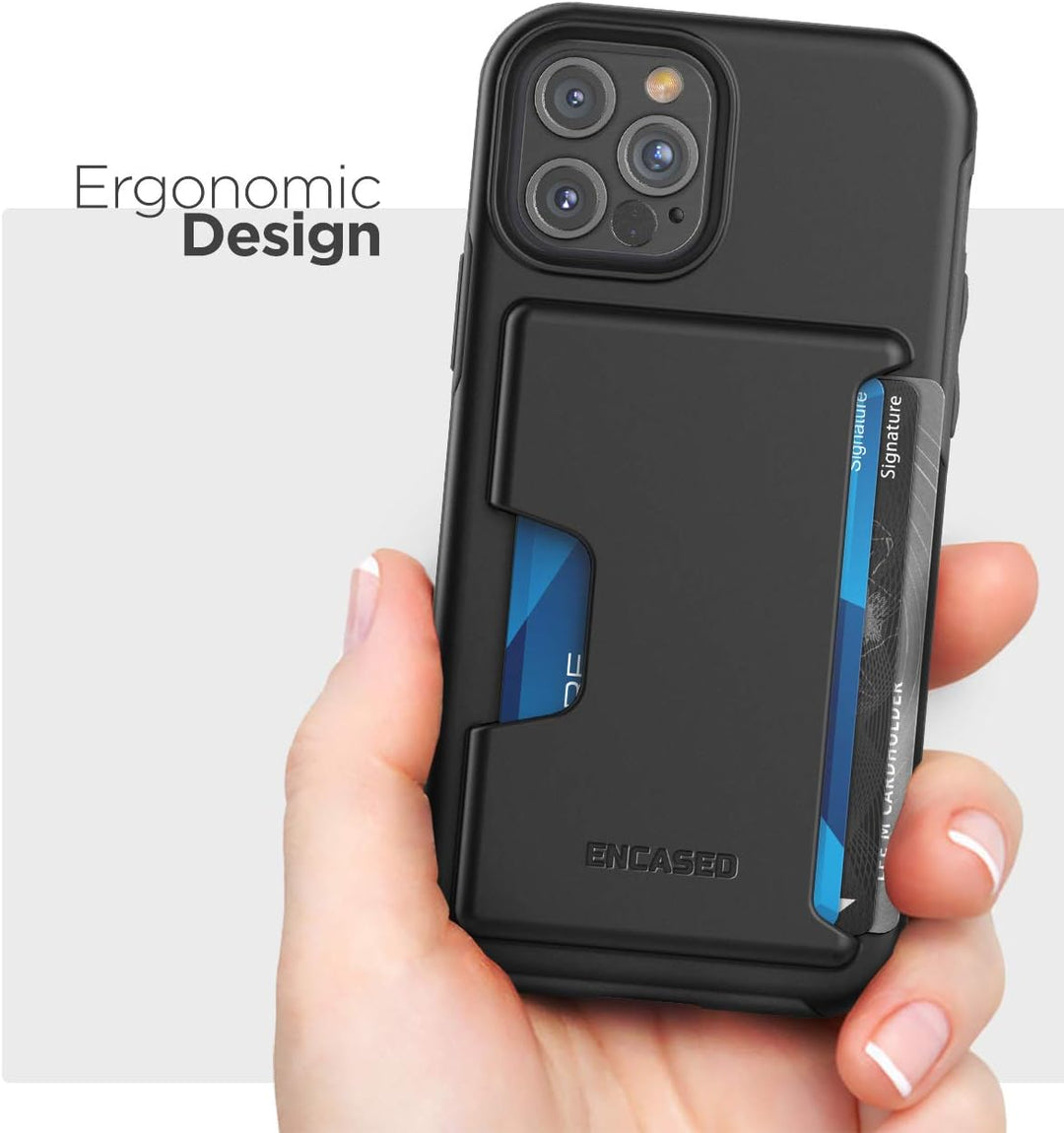 Encased Phantom Wallet Hülle für iPhone 12/12 Pro mit Kartenfach – Schutzhülle Handyhülle Stossfest