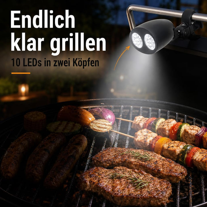 MIJOMA Robuste Grilllampe mit 10 Superhellen LEDs, 180° Flexibler Schwenkmechanismus, Praktische Tou