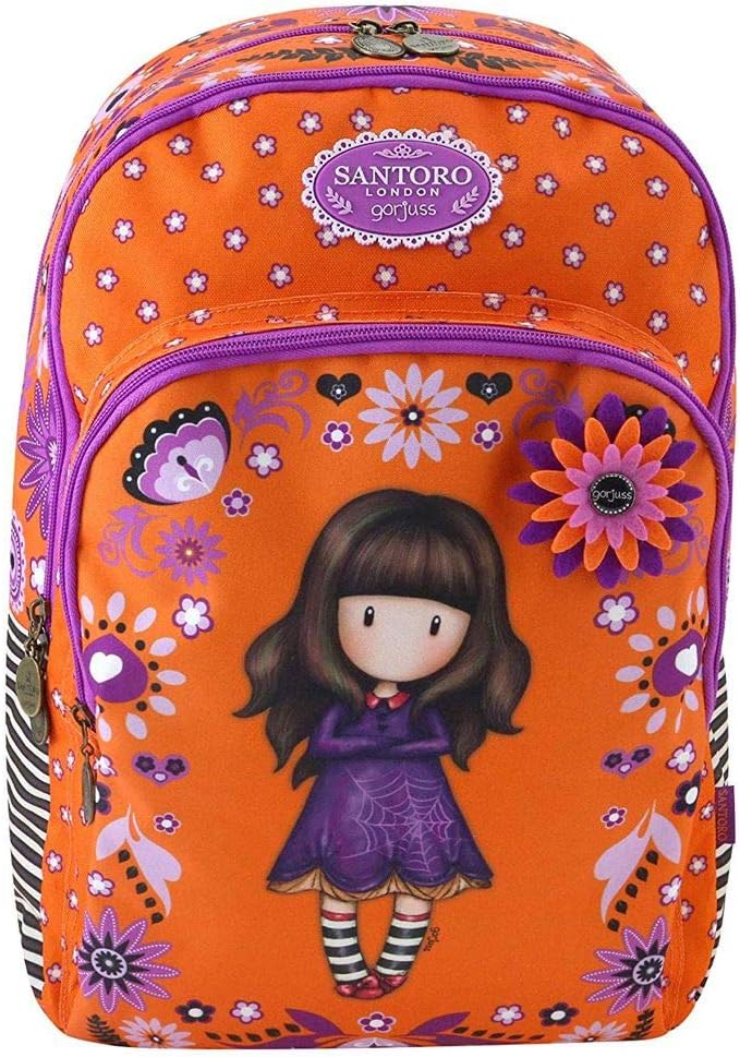 Gorjuss Fiesta Triple Pocket Backpack Rucksack - Cobwebs
