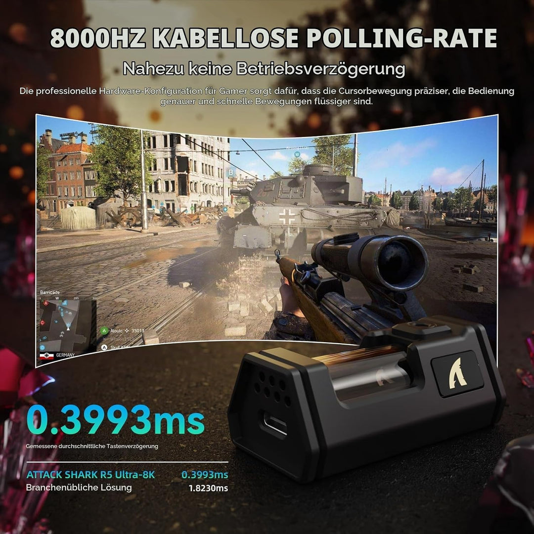 ATTACK SHARK R5 Ultra Carbonfaser HyperSpeed Kabellose Gaming-Maus, 39g Ultraleichte Maus mit Gripta