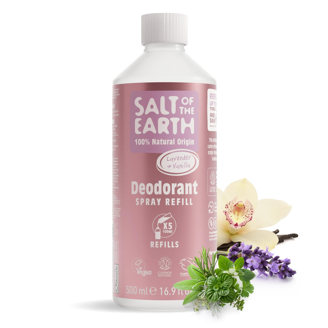 Salt Of The Earth Natürliches Deospray Nachfüllpack, Lavendel &amp; Vanille - Vegan, Langanhaltender Sch