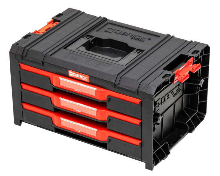 Qbrick System Werkzeugkoffer Werkzeugkasten Leer Werkzeugkiste PRO Drawer 3 Toolbox 2.0 Basic Schwar