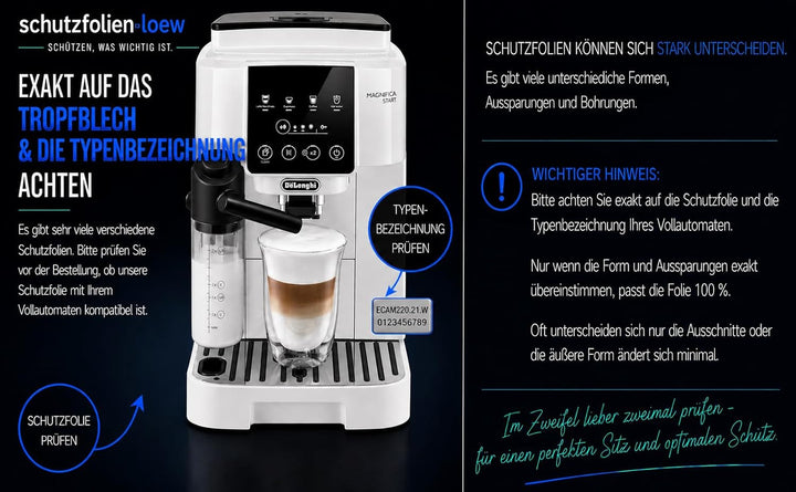5 x Schutzfolie für Tassenablage DeLonghi Magnifica Start 220.20 | 220.31 | 220.50 | 220.60 | 222.60