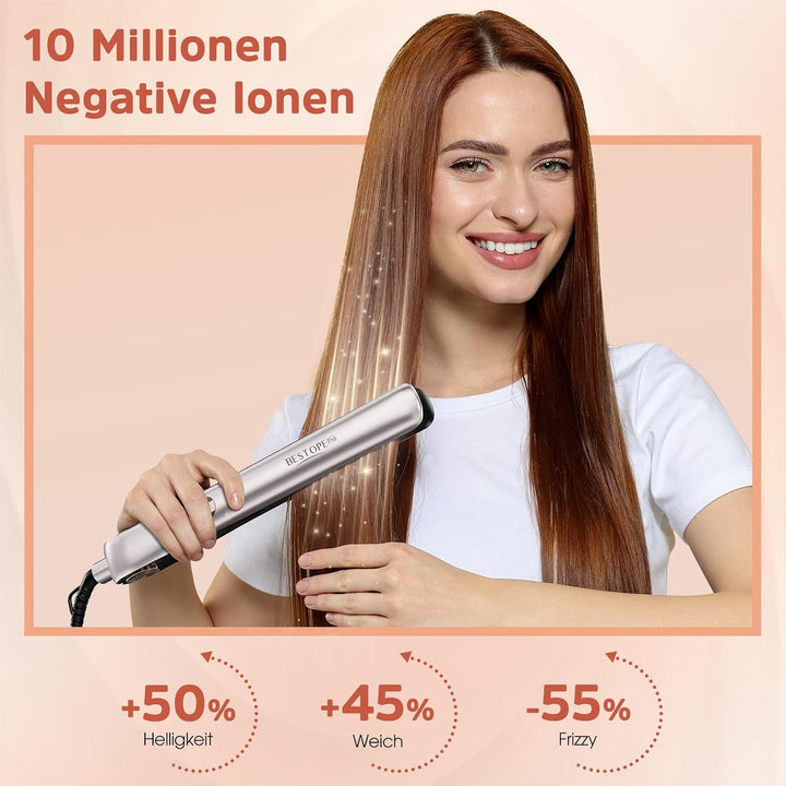 Glätteisen Locken und Glätten - Professional Ionen Haarglätter Weniger Frizz &amp; Statische Aufladung,