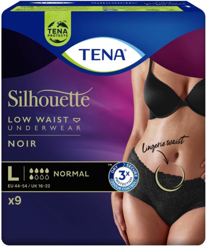 TENA Silhouette Normal Noir Inkontinenzunterhose, Grösse L