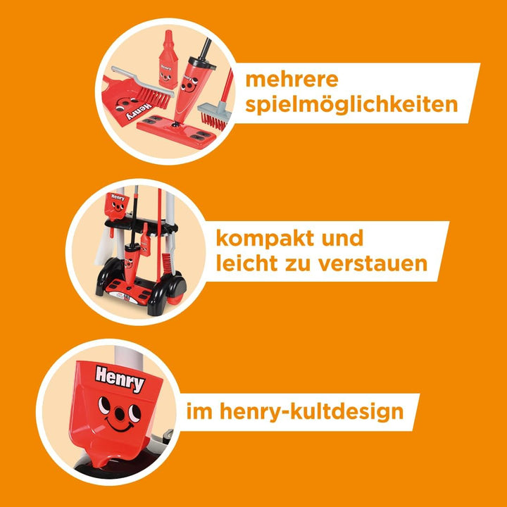 Casdon 630 Henry-inspirierter Spielzeug-Reinigungswagen für Kinder ab 3 Jahren Rollt Raum, Rot, 44 x