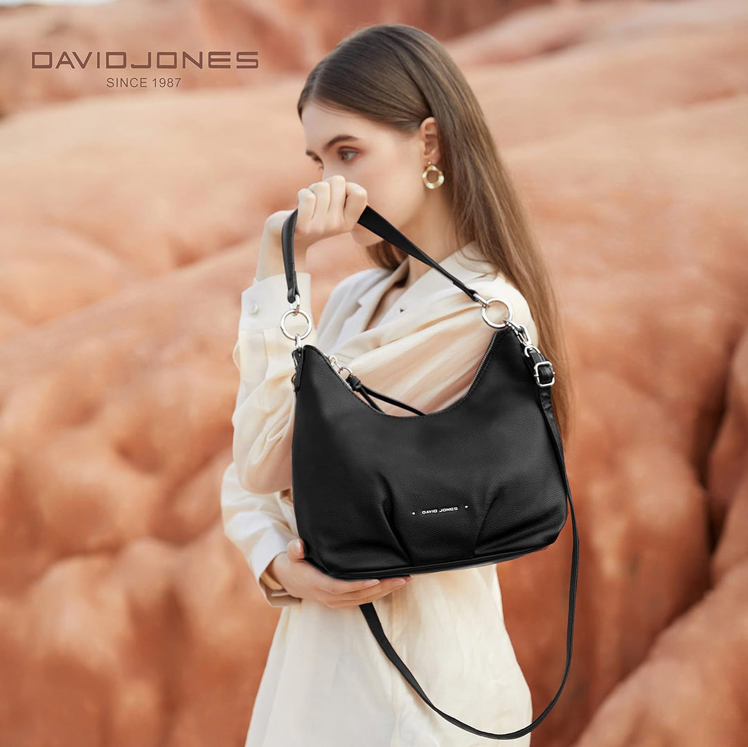 David Jones - Damen Hobo Schultertasche - Frau Handtasche PU Leder - Umhängetasche Mittelgrosse Lang