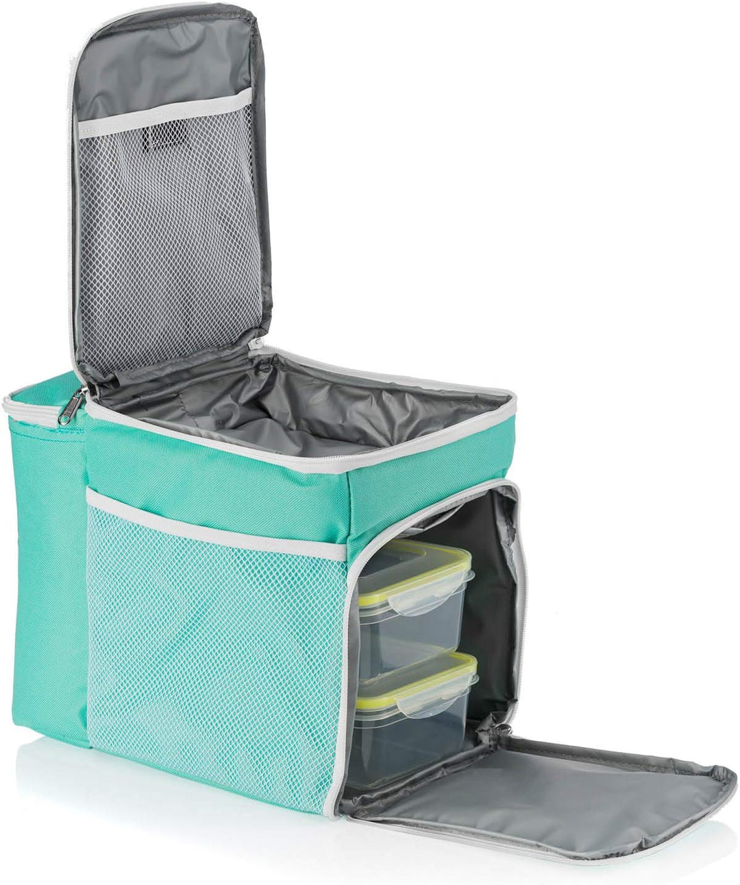 Dimono® Kühltasche 15L mit 3 Brotzeitdosen; Picknick-Tasche mit 3 Meal Prep Launchbox Dosen + Deckel