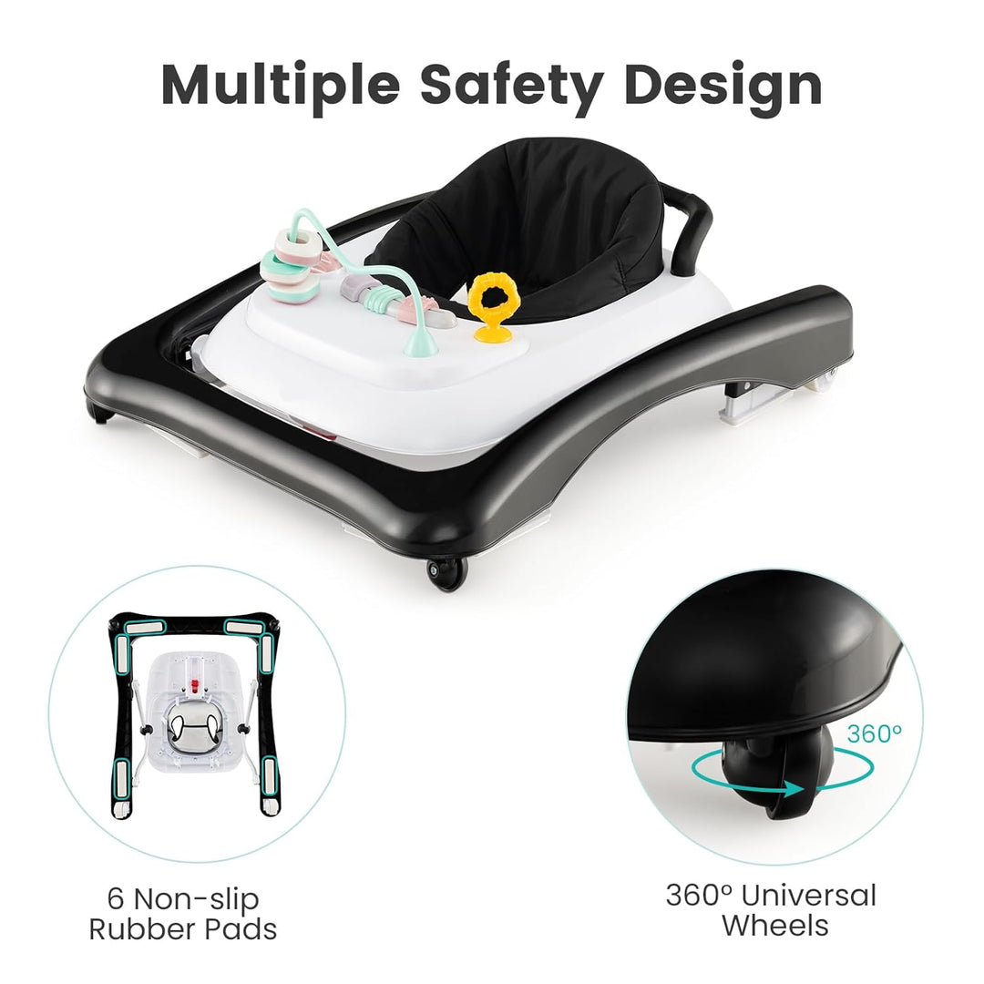 LIFEZEAL Faltbarer Lauflernhilfe Baby, Lauflernwagen mit Rädern &amp; Traktionsgriff, Sitz mit 3 verstel